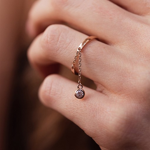 Золота каблучка з підвіскою (фіаніт) к06996 2