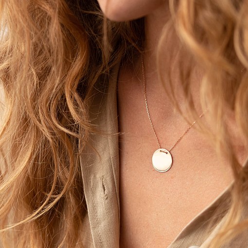 Колье "Монетка" в желтом золоте (возможна гравировка) кол02281 2