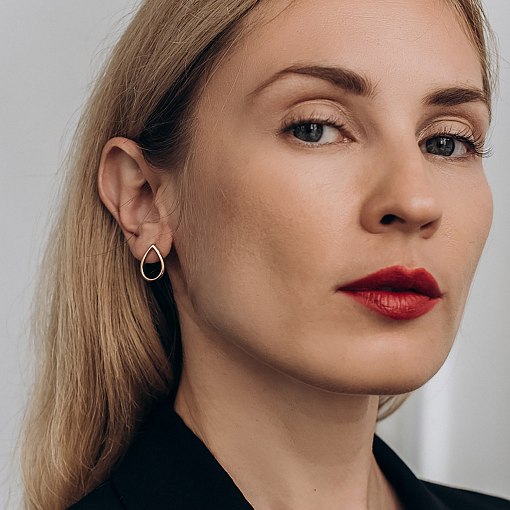 Серьги-пусеты Большие капельки в желтом золоте 1.7*1.2 см с06316 9