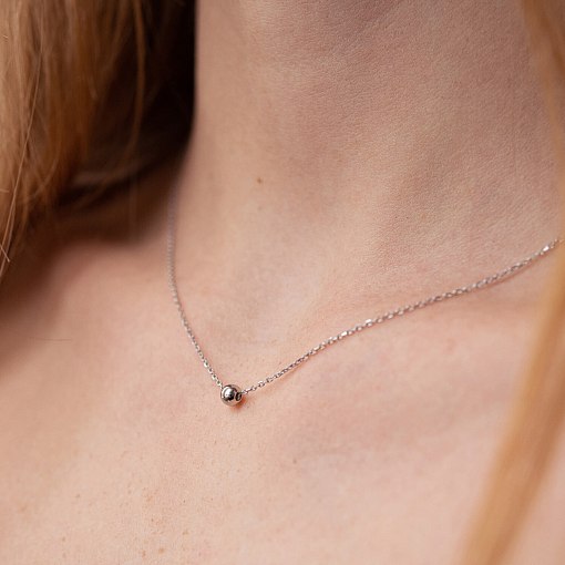 Колье "Шарик" в белом золоте (4 мм) кол02136 2