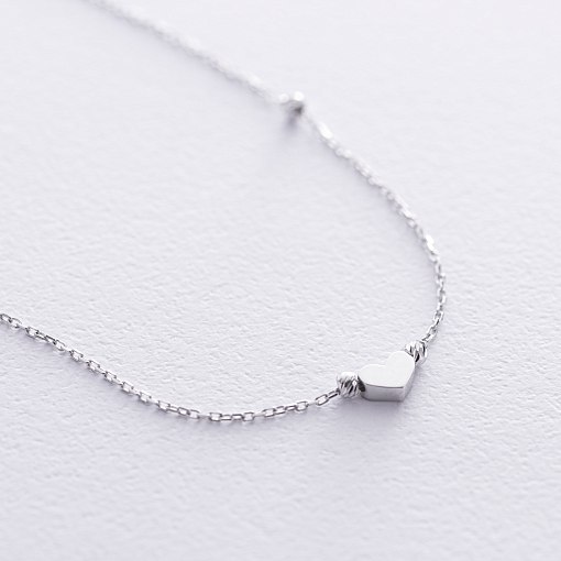 Браслет на ногу "Сердечко" в белом золоте б05346 3