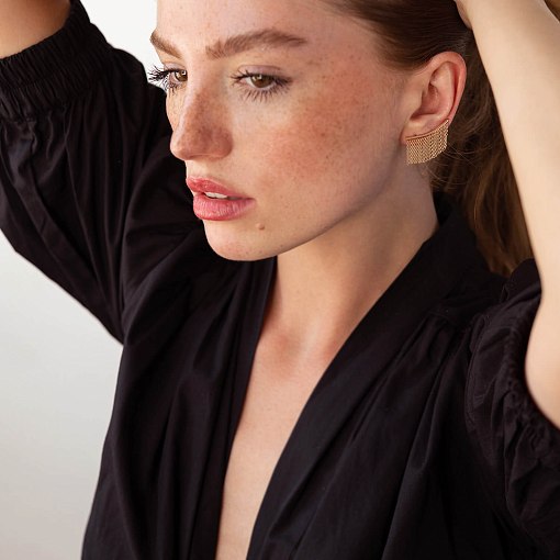 Золотые серьги - клаймберы "Камилла" с цепочками с07965 2