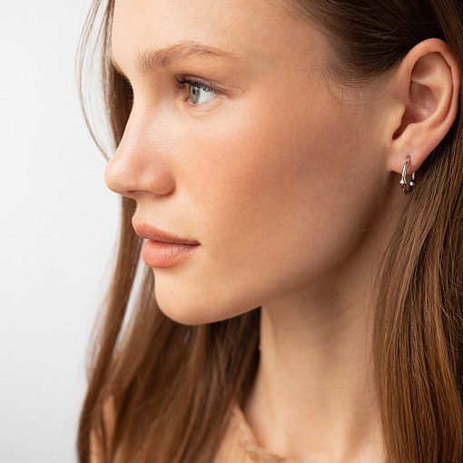 Серьги - кольца "Bamboo" в белом золоте с09110 6