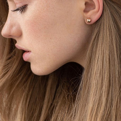 Золотые серьги - пусеты "Шарики" (0.6 см) с06934 2