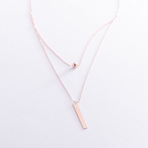 Колье с шариком в красном золоте (возможна гравировка) кол01718 2