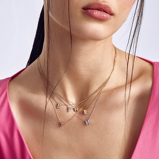 Колье с буквой "D" в красном золоте (фианиты) кол01255D 9