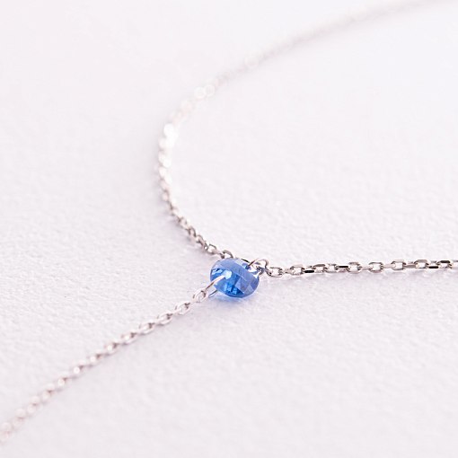 Колье - галстук "Кольори свободи" в белом золоте (фианиты) кол02328 3