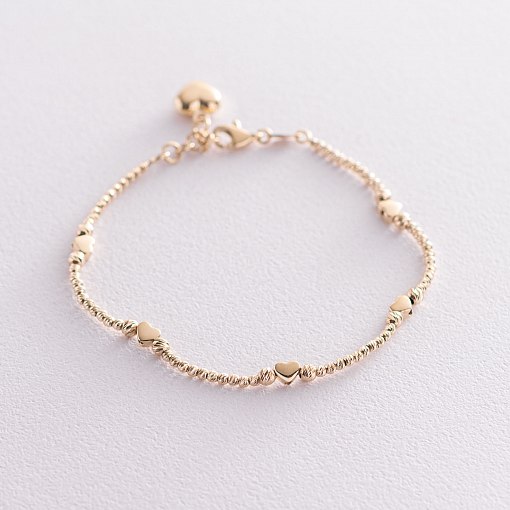 Золотой браслет "Сердечки" б04016