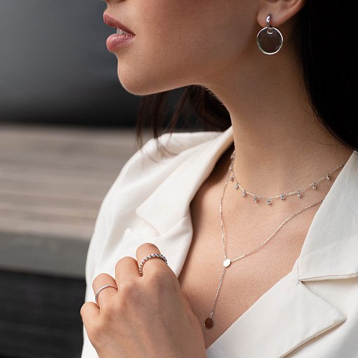 Серьги Большие монетки в белом золоте с06508 6