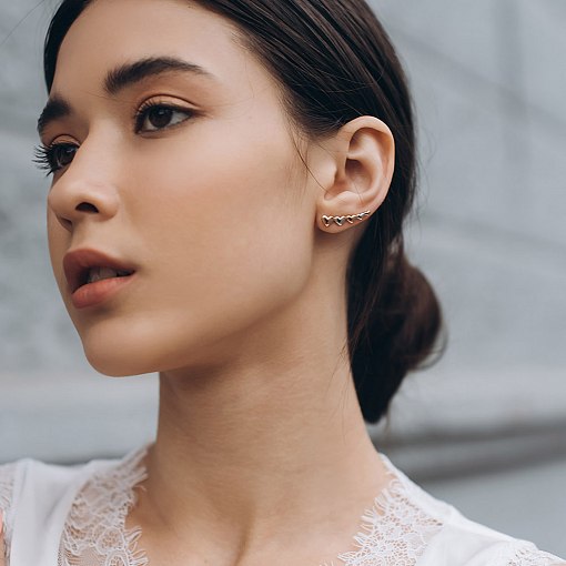 Золотые серьги - клаймберы "Сердечки" с06443 3