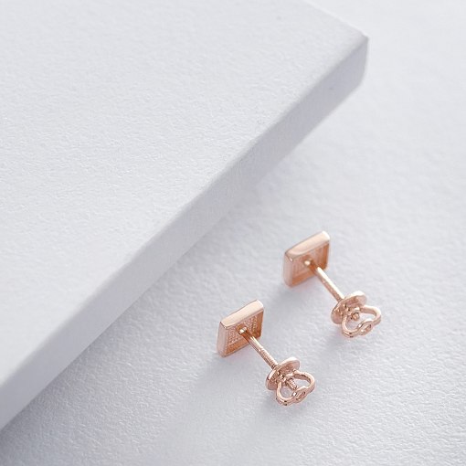 Гвоздики в красном золоте Квадрат с06055 2