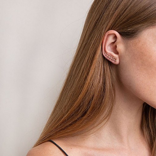 Серьги - клаймберы "Сердечки" в красном золоте с07105 4