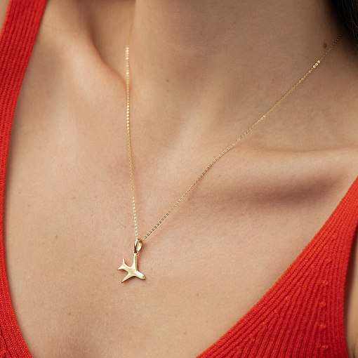 Золотая подвеска "Самолет" п03297 2