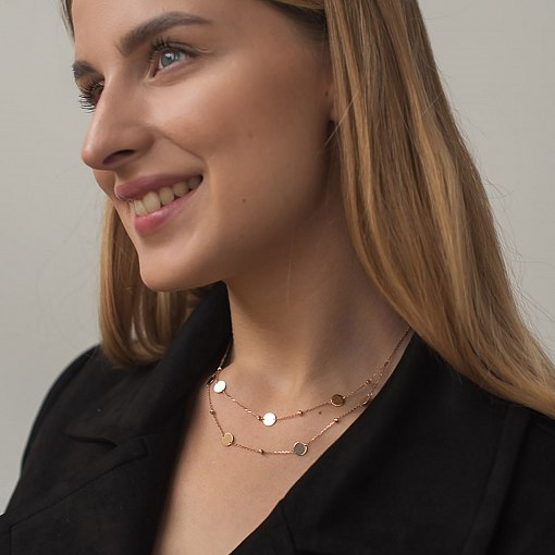 Золотое колье с монетками и шариками кол01409 4