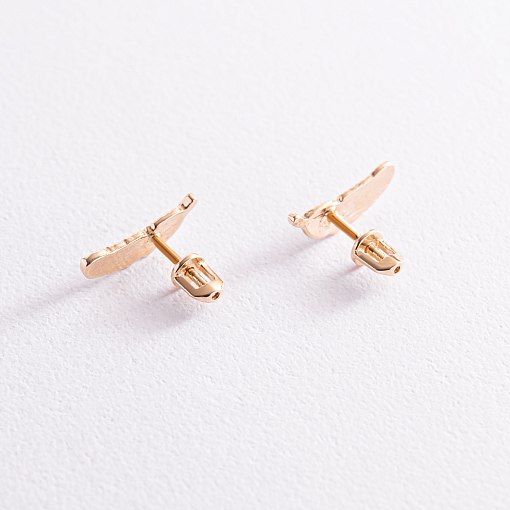 Золотые серьги - пусеты "Перышки" с07853 3