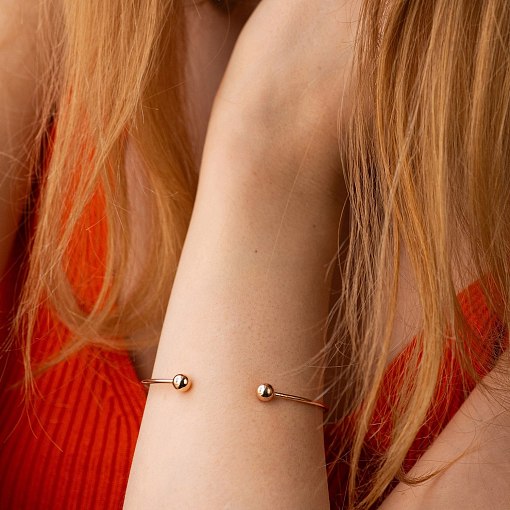 Жесткий браслет "Шарики" (красное золото) б05473 6