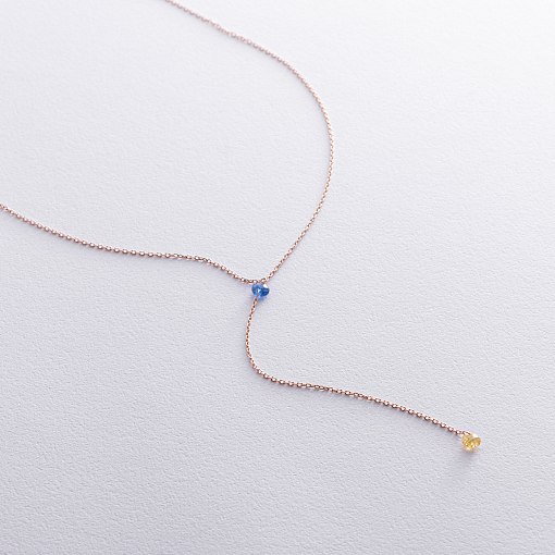 Колье - галстук "Кольори свободи" в красном золоте (фианиты) кол02336