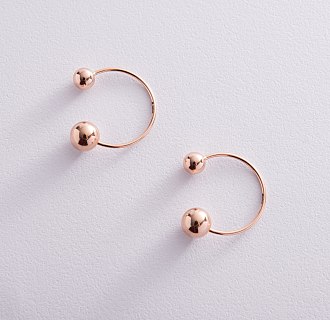 Серьги "Хельга" с шариками (красное золото) с08234