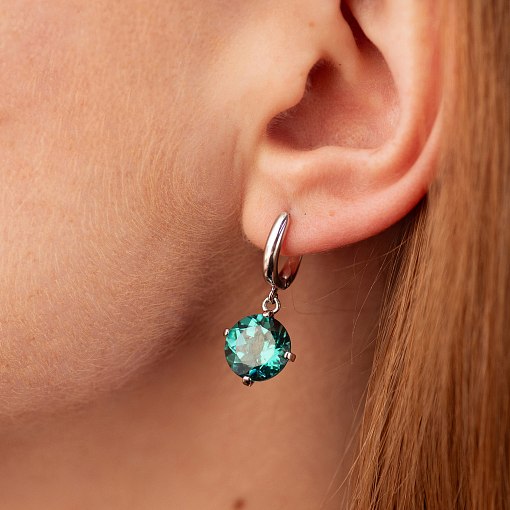 Золотые серьги "Влечение" с синтетическим кварцем с05293 4