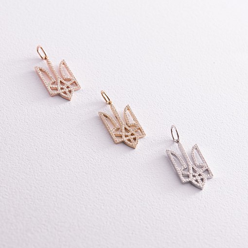 Кулон "Герб Украины - Тризуб" с бриллиантами (белое золото) 129871121 6