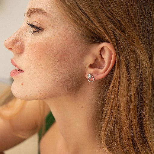 Серьги - пусеты "Эйприл" с фианитами (белое золото) с08495 2