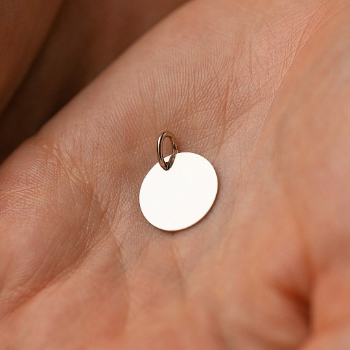 Кулон для гравировки в белом золоте (14 мм) п03519 4