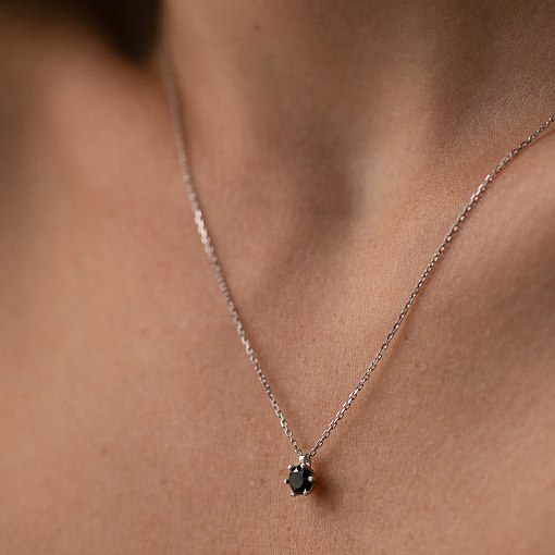 Кольє в білому золоті з чорним діамантом 736131122 4