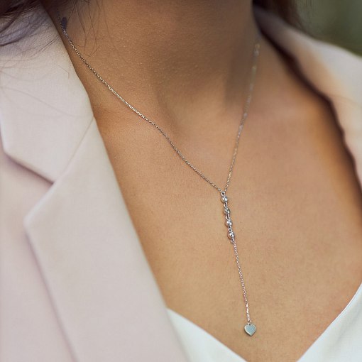 Колье из белого золота с фианитами кол01515 7