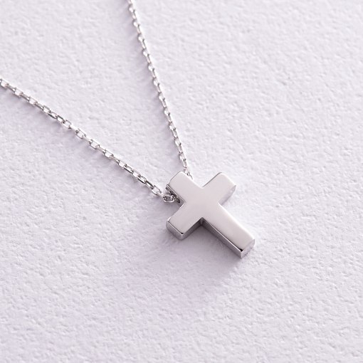Колье "Крестик" в белом золоте кол02269