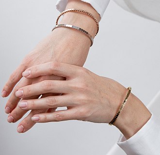 Жесткий браслет "Kylie" в желтом золоте б05827 №6