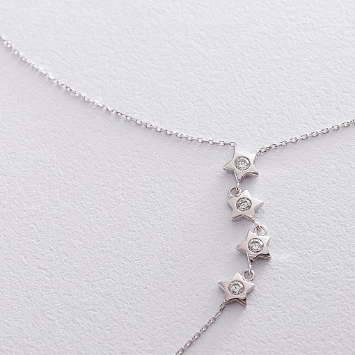 Колье "Звездочки" из белого золота с фианитами кол01516 2