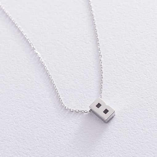 Колье с буквой "В" в белом золоте кол01254В 5