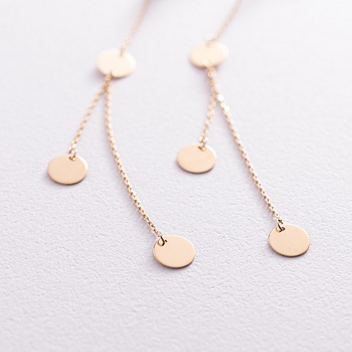 Серьги "Монетки" в желтом золоте с07644 3