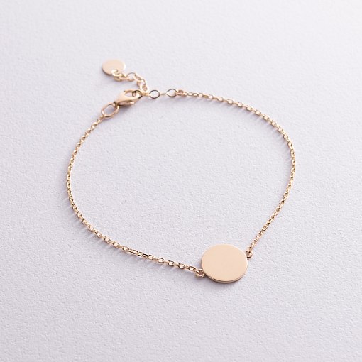 Браслет "Монетка" в желтом золоте (возможна гравировка) б04916 3