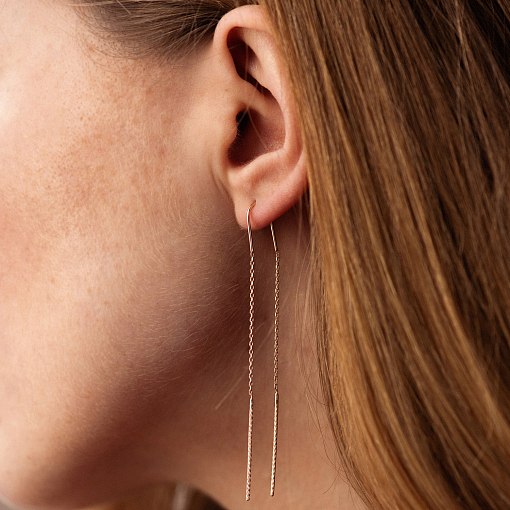 Серьги - протяжки в красном золоте с06700 8