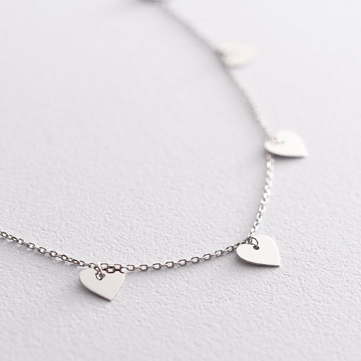 Колье "Сердечки" в белом золоте кол01450 2