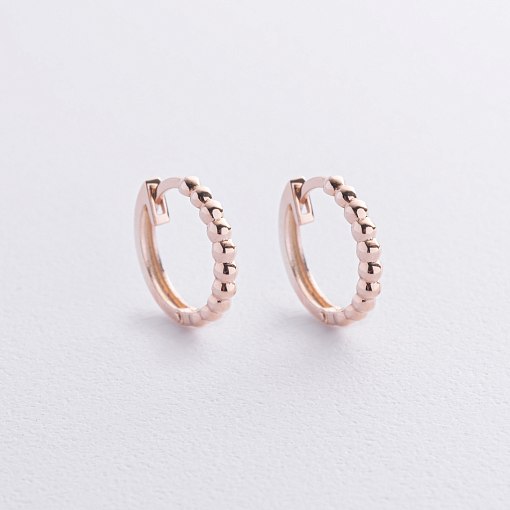 Серьги - кольца в красном золоте (шарики) с09043