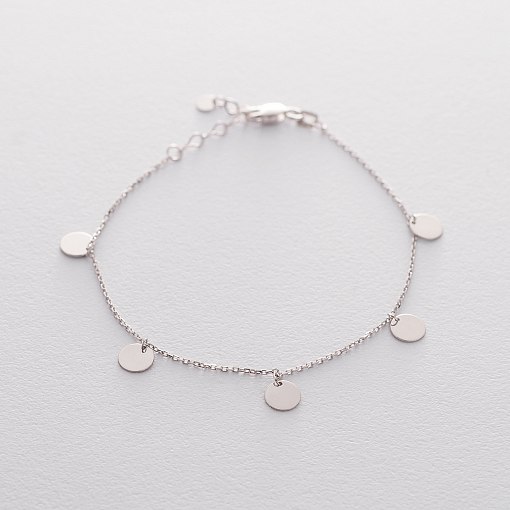 Браслет с монетами в белом золоте б04145