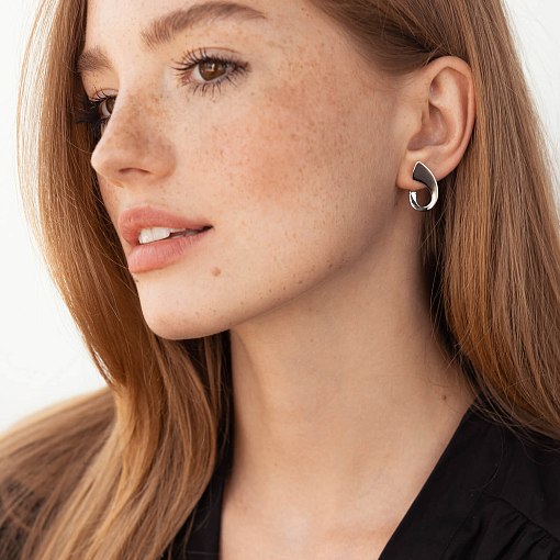 Серьги "Шарлотта" в белом золоте с08009 2