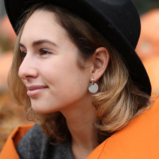 Серьги Большие монетки в белом золоте с06508 3