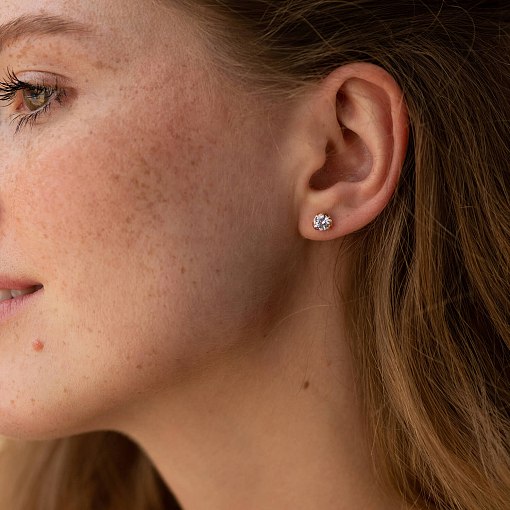 Золотые серьги - пусеты с фианитами с04943 5