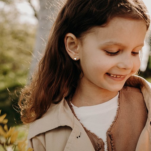 Серьги - пусеты "Сердечки" в желтом золоте с08345 5