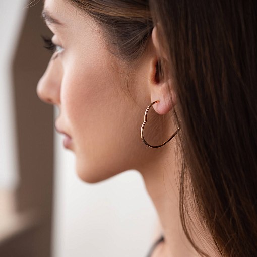 Золотые серьги - пусеты "Сердечки" с07961