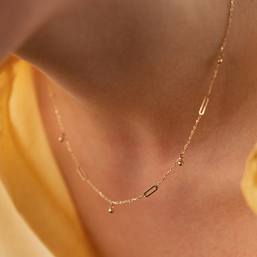 Кольє з кульками в жовтому золоті кол02384 2