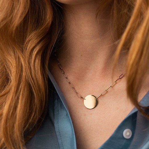 Кольє з монеткою для гравіювання (жовте золото) кол02394 13