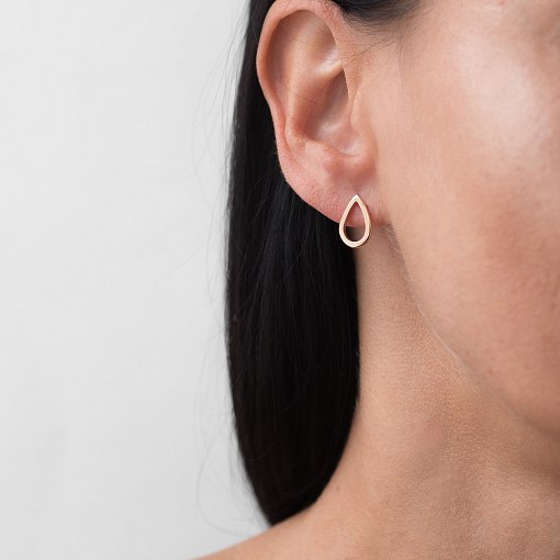 Серьги-пусеты Капельки в красном золоте 1.4*1.0 см с06314
