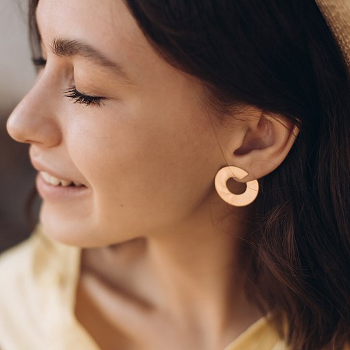 Золотые серьги-пусеты Головокружение (блестящие) с06465 8