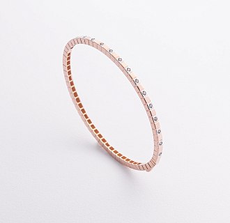 Жесткий золотой браслет "Кубики" (фианиты) б05612