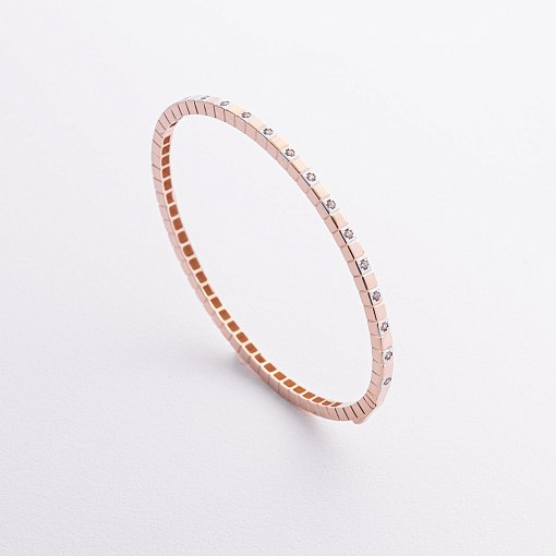 Жесткий золотой браслет "Кубики" (фианиты) б05612