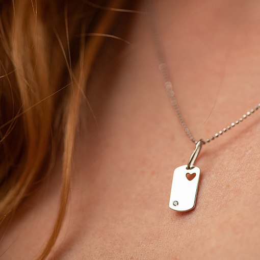 Кулон "Сердечко" для гравировки (белое золото) п03268 5